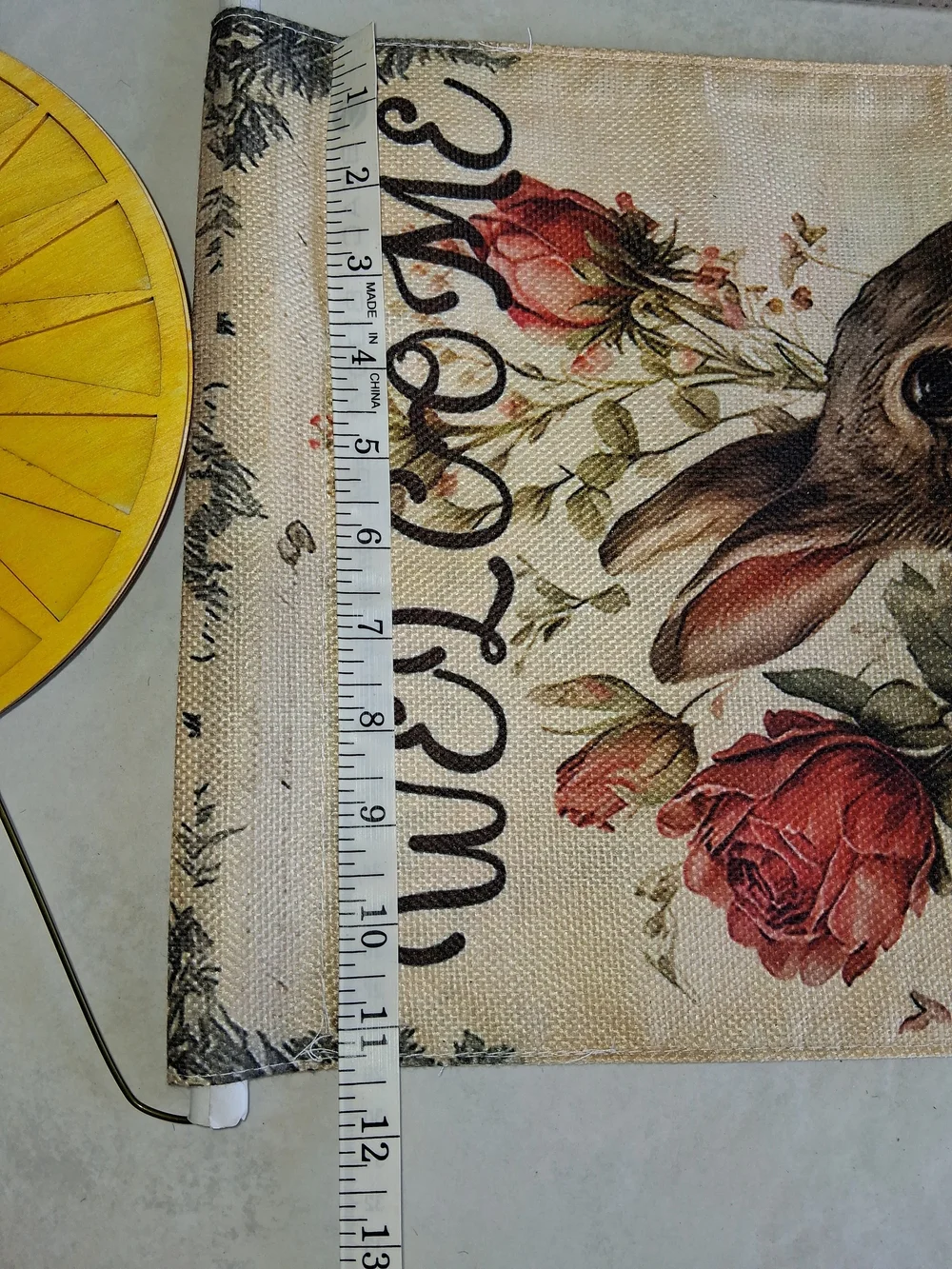 Welcome Bunny Floral Garden Flag - Brown and Pink